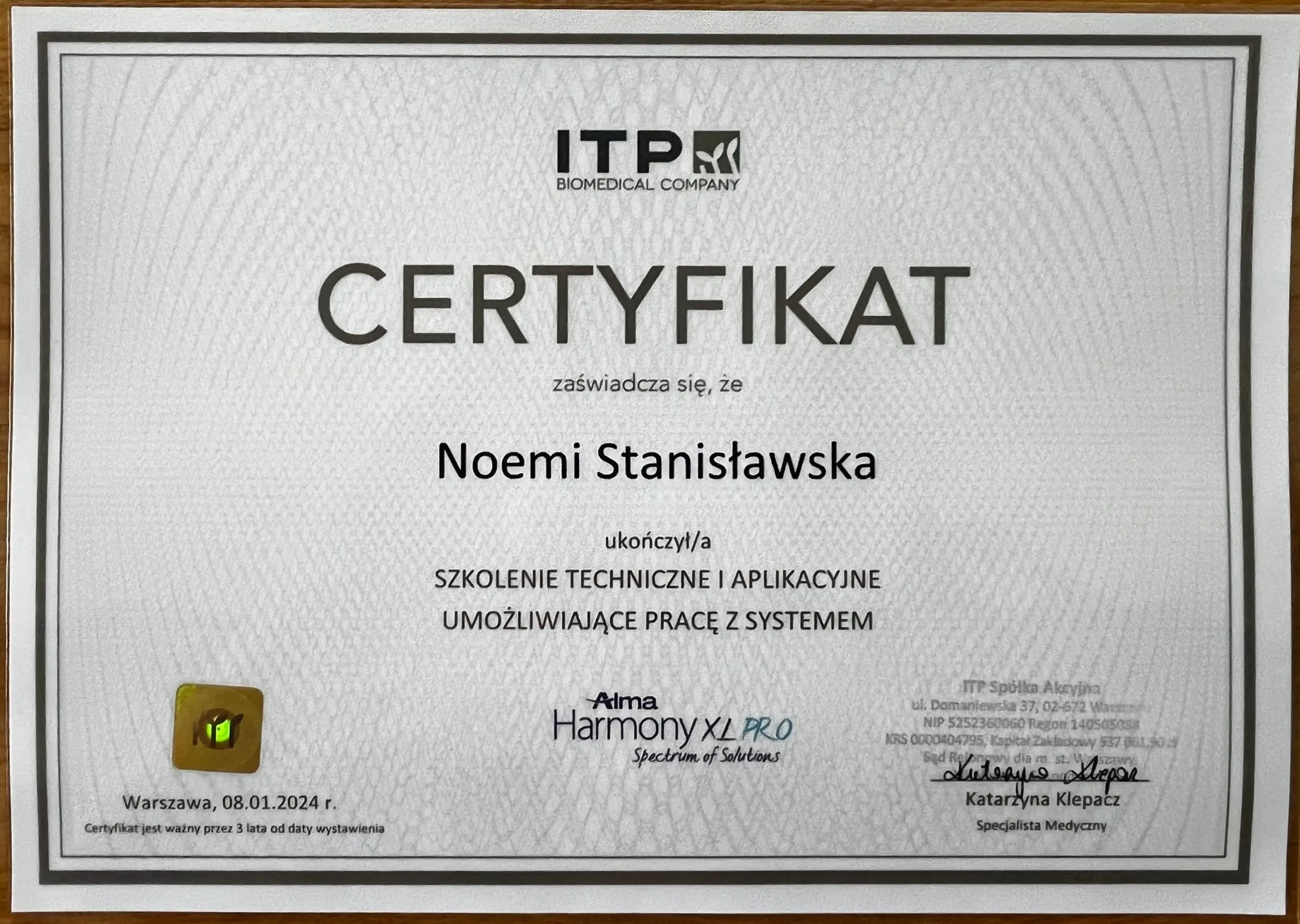 Szkolenie techniczne i aplikacyjne - Alma Harmony XL Pro