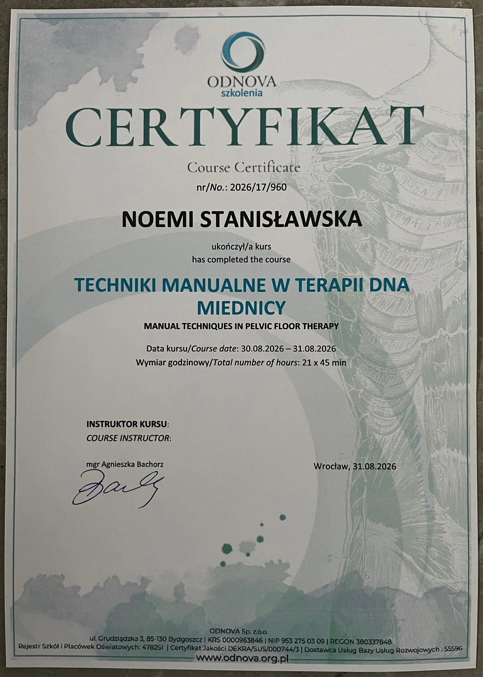 Techniki manualne w terapii dna miednicy
