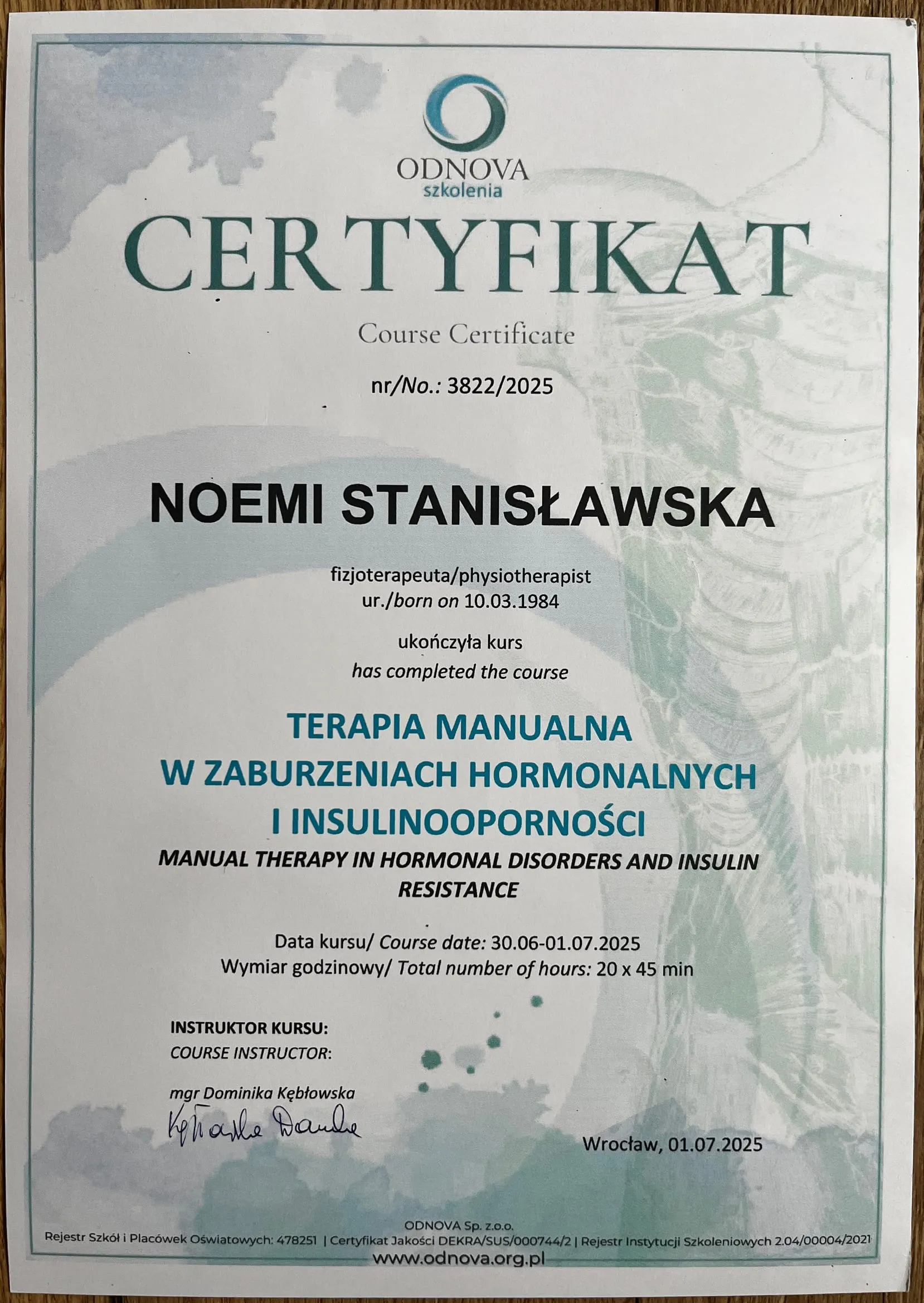 Terapia manualna w zaburzeniach hormonalnych i insulinooporności